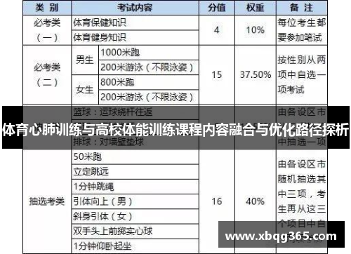 体育心肺训练与高校体能训练课程内容融合与优化路径探析